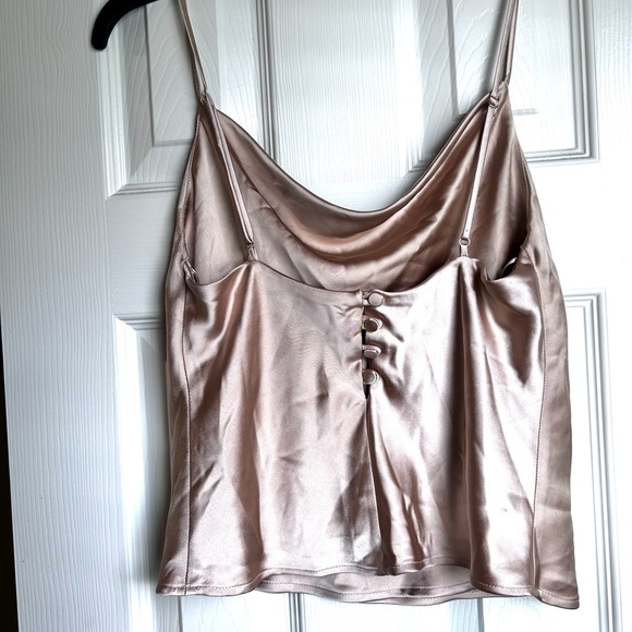 ZARA Satin Cowl Neck Tank Top Blush Pink Small - Picture 4 of 6
